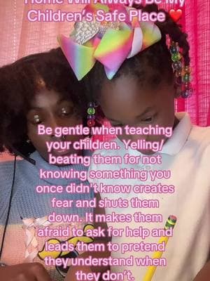 Creating a safe, supportive, and open-minded learning environment empowers children to grow, discover, and reach their full potential. #safespace #homeiswheretheheartis #fyp #understanding #supportiveparents #gentleteaching #encourageeachother #encouragement 