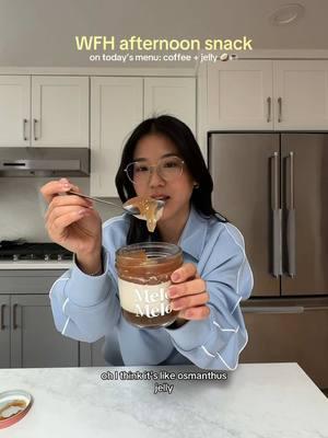 no coworkers to yap with on wfh days so here’s my afternoon snack & yap with you ☕️🙂‍↕️🥥 today’s snack: @Nespresso USA latte + @Melo Melo Coconut Dessert osmanthus coconut jelly #afternoonsnack #workfromhome 