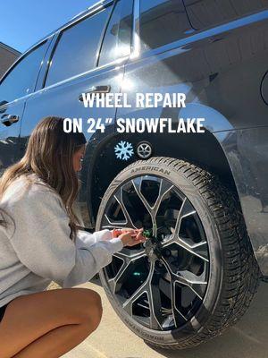 I know you’ve all been waiting for this to happen so here it is 🛞❄️🙃 #wheelrepair #snowflakes #24snowflakes #foryoupage #viral #rimrepair #fypppppppp #gmcreps #gmcyukondenali #denaligirls #wheels #repairshop #fypシ゚viral #wheeltok #blackandmilledwheels #kustomwheels #snowflakewheels #curbrashrepair #fypage #wheelsup #tiktokviral #blackwheelsarebetter #wheelshop #gmcwheels #fyp #viralvideo #kustomwheelfitments #torquewheels #starpattern 