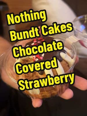 The new Chocolate-Covered Strawberry Bundtlet from Nothing Bundt Cakes #foodreview #desserttok #dessertreview #nothingbundtcakes #tastetest #bundtcake 