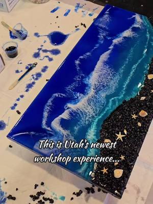 super fun resin breach scene workshop, I've done their fluid art ones too! Hawaii Fluid Art in SLC at Gateway #utahthingstodo #utahactivities #utahart #utahfamily #utahdating #slcutah #slc #utahisrad #beachvibes #utahlife 