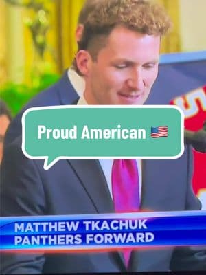 Love this! Matthew Tkachuk and the @FloridaPanthers—he truly loves this country. 🇺🇸❤️ We should all wake up and be grateful.  #Trump #MatthewTkachuk #FloridaPanthers #WhiteHouse #HockeyPlayer #ProudAmerican