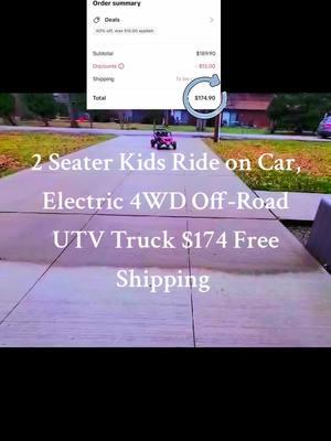 2 Seater Kids Ride on Car, Electric 4WD Off-Road UTV Truck $174 Free Shipping #Rengue #KidsRideonCar #car #kids #KidsElectricCar #electriccar #TikTokShop #shopping #viralvideo #fyp 