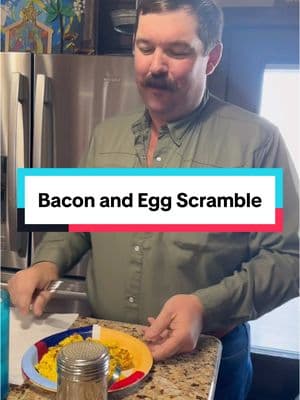 Quick and easy carnivore breakfast! Bacon and egg scramble! #Carnivore #carnivorelife #carnivorelifestyle #Eggs #Bacon #Breakfast 