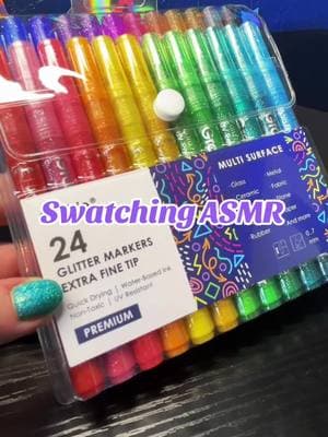 Swatching on black paper! Grabie glitter markers! #grabie #glittermarkers #artsupplies #markers #TikTokShop #swatchingmarkers #asmr #caylastoyreview 