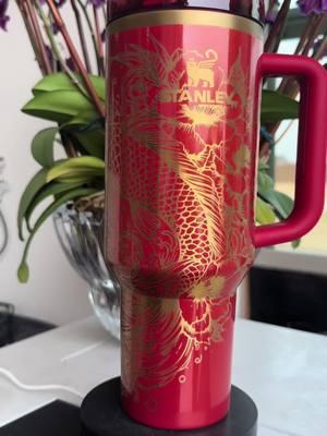 Stanley Holiday cup engraved with Koi fish #pettybettyco #chinesenewyear #koifish #koipond #engravedcups #etsysmallbusiness 