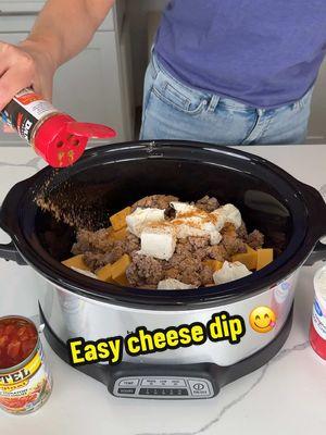 Best crockpot queso dip! #fyp #fypシ #EasyRecipe @Dan-O’s Seasoning #partyplates #danospartner 