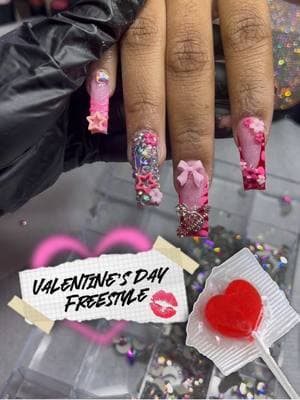 VDAY FREESTYLE🎀🩷💋 - #shreveportnailtech #fyp #nailtech #freestylenails #nailtechlife #vdaynails 