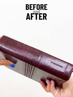 Wanna customize a leather bible? Send us yours or order a new one on our website (currently in stock)! #custombible #fullgrainleather #biblerebinding #rebind #leatherwork #girlreadyourbible #illustratedfaithcommunity #biblenerd 