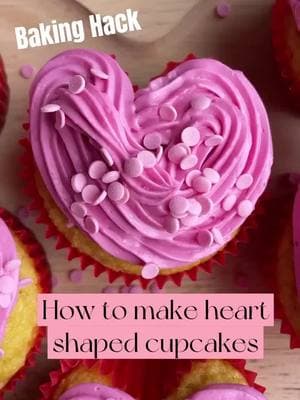 Baking Hack: How To Make Heart Cupcakes 🩷 #valentinesdayideas #valentinesdaydessert #valentinesdaydessert #valentinesdaycupcakes 