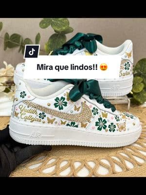 Mira que lindos!!! 😍  #parati #tenispersonalizados  para #quinceañera #customshoes  #misXV #fyp #nikedunk #personalizados 