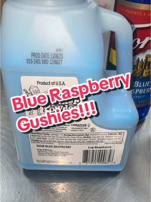 Brand new delicious blue raspberry gushies!! The sour ones are sooo good!!  #blueraspberry #sour #teenentrepreneur #fyp #yumm #candy #freezinwithaubrie 