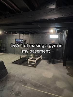 Day 1 of turning my basement into a useable space/pilates studio/aesthetic gym #gymfloor #aestheticpilates #basementreno #unfinishedbasement #basementgym #homegym 