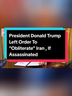 President Trump left instructions to “obliterate” Iran in the event that he was assassinated by the Islamic republic, he said in the Oval Office today. Trump signed an order to impose maximum pressure to prevent Iran acquiring nuclear weapons. He said he was reluctant to further punish the pariah state and hoped to see relations between the two countries improve. Asked about Iranian threats to his life, and to other US officials, Trump said: “I’ve left instructions. If they do it, they get obliterated. There won’t be anything left, and they shouldn’t be able to do it,” he said. “And Biden should have said that, but he never did. I don’t know why. Lack of intelligence, perhaps.” Last September Trump said he had been notified by US intelligence of “big threats” from Iran. The US also determined that Tehran tried to “sabotage” Trump’s presidential campaign. #trump #usa #iran #fyp #usavsiran #trumpobliterateiran #executiveorders #politiplot #tariffs #iranvsisrael #israelvsiran #iranvsusa #usairanconflict #trumpnewsupdate #trumplatestnews 