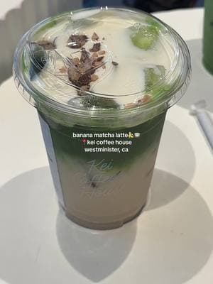 their banana matcha latte was soo yummy 🍵💌✨  📍kei coffee house westminister, CA  #matcha #bananamatchalatte #matchalatte #socal #trending #fyp #foryou 