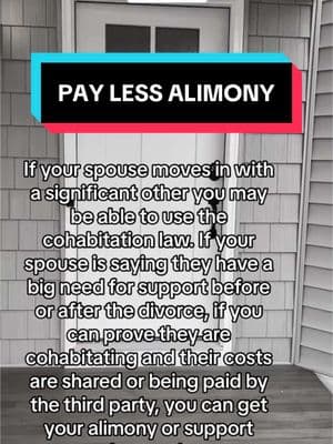 Have you heard of the cohabitation law? If your spouse is already bodied up with a new partner, you can make a case that they need less alimony from you. You can also make this case the other way around and say your spouse has more room to pay you if they are already living with a significant other. If you need help with this schedule, call in my bio!!! #divorcedwomen #divorce #divorcedparents #divorcelawyer #divorcinganarcissist #divorcedmom #divorcetips #divorcestrategy #divorcetok #alimony #onthisday 