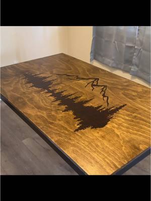 Custom Wood Burned Table #crowboy #crowbar #furniture #furnitureflip #furnituremakeover #refurb #refurbish #refurbished #refurbishedfurniture #diyproject #diyprojects #DIY #woodburn #woodburningart #pyrography #pyrographyart 