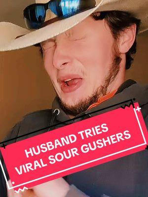 He likes them 😏 #husbandtries #challenge #sourcandychallege #husband #husbandwifecomedy #husbandandwife #viral #marriedyoung #sourcandy 