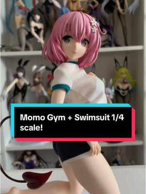 Figure Unboxing! To Love Ru Momo Belia Deviluke Swimsuit + Gym Uniform 1/4 Scale by Freeing! Another 1/4 Momo scale joins the collection! I think she came out beautifully especially her face and swimsuit! This scale uses real fabric for the clothes just like the Nekopara 1/4 figures. While I think the fabric looks nice I’m on her I think I prefer the swimsuit display haha. #anime #animegirl #animefyp #figurecollection #figurecollector #animefigures #animefigure #toloveru #momobeliadeviluke