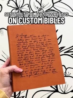 Do you have a note written by a loved grandparent, parent, sibling, or child? We’d love to put it on a bible for you! New bibles still available on our website! #custombible #fullgrainleather #heirloom #biblerebinding #leatherwork #illustratedfaithcommunity #heirloombible #bible 