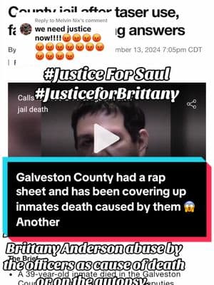 Replying to @Melvin Nix They tried to cover up Brittany Death, and now another person killed at the hands of those officer’s. #justiceforbrittanyanderson #justiceforsaulvarges #galvestoncounty #jail #crime #blacklivesmatter #nlackhistorymonth #justice #activist #news #investigation #fbi 