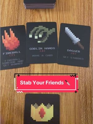 Only one is allowed to live 🔪 Stab your friends is a quick and fun game. All you have to do, is bet the last person standing. The gameplay for this is very simple and the artwork is awesome! You can find the game in bio! (disclaimer: Dice are not included and just props. You can use anything to record you lives)  #GameNight #boardgames #cardgames #betrayal This video is Sponsored 🥳🔪