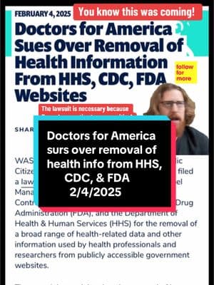 @HHS is being sued for the removal of critical health info and data from websites. The disappearance of pages is already affecting medical care. #lawsuit #CDC #FDA #LearnOnTikTok #tiktokpartner #docsoftiktok #capcut #meme #memecut 