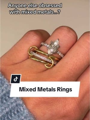 3 rings in 1 #spinnerring #ringchain #ringtok #goldrings #engagementring #ringstack #ringstacking #mixedmetals #jewelrytiktok 