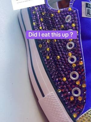 Its the colors for me giving. Its giving #mardigras #mardigras2025 #blingconverse #weddingconverse #diyconverse #glassrhinestones #uniqueleecreations 