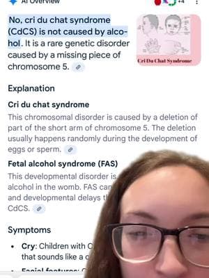 Replying to @midgirlgamerr #greenscreen genetic mutations happen. Cri du chat is not from drinking. #criduchat #criduchatsyndrome 