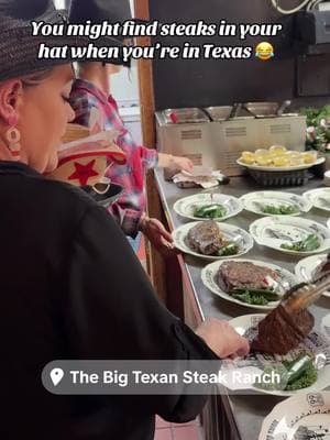 You might just find steak in you hat when your at the Big Texan in Amarillo Texas! 🤠🥩😂 #bigtexan #amarillo #texas #thingstodoinamarillo #72ozsteak #amarillorestaurant #amarillobbq #amarillosteaks #bbq #steakchallenge #eatingcompetition @Explore Amarillo 