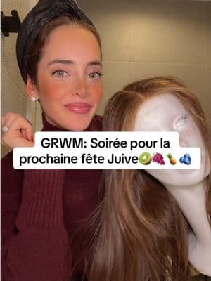 Soirée pour Tou Bichvat🍇🍍🥝✨ #judaism #fetejuive #grwmmakeup #outfits #modest #modestfashion #modestoutfits #wig #wighair #wigtok #perruque #turban #hairtok #jewish #fruits #torah 