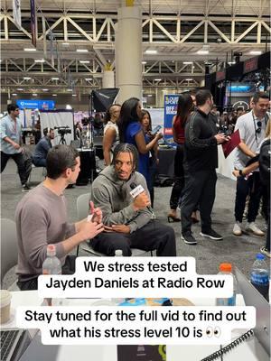 What do you think stresses out a calm Jayden Daniels the most?! #nfl #nfltiktok #football #footballtiktok #SuperBowl #jaydendaniels #radiorow #washingtoncommanders #behindthescenes #bts 