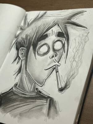 2D of Gorillaz doodle✍🏻 #fyp #art #sketch #timelapse #gorillaz2d 