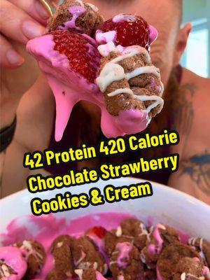 42 Protein 420 Calories Chocolate Strawberry cookies & cream Valentine’s Day post workout meal! #ValentinesDay #tiktokshopvalentinesday #protein #supplements #muscle #bodybuilding #workout #training #lifting #exercise #routine #fitness #FitTok #GymTok #impossibleisnothing #chocolate #strawberry 