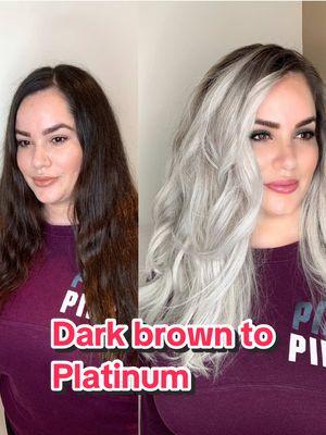 This beautiful client wanted to get her previously colored hair to platinum color.  And that’s what I used:  *Lightener: @Redken flash lift power 9 with bonder inside with 20 vol developer for 3 hours until reached level 10 pale blonde.  *Pre-Toner: shades eq 10VV with 3/4 clear (00) and processing solution for about 8 minutes.  *Toner: shades eq 10T with processing solution for 20 minutes  *Treatment: I used the amazing K18REPAIR™ chelator for 4 minutes to remove all minerals and metals buildup from the hair to avoid any chemical reactions and guarantee an even lift, then used K18REPAIR™ mist to repair previously damaged hair and protect the hair from the next lightening service, it also replaces any bond builder you used to use previously. Finally, I used k18 K18REPAIR™ leave-in repair mask after the last shampoo and skipped the conditioner to repair the hair that was compromised during the chemical process. Total time for this transformation was 9 hours.  @K18 Hair #k18partner #k18hair #k18 #k18results #healthyhair #redken #jackmartincolorist #redkenflashlift #redkenflashliftbonderinside #redkenshadeseq #silverhair #silverhairdontcare #silversisters  #greyhair #grayhair #jackmartinsalon #silvercrown #silverfox #womenover50rock #greydoesntmeanold #embracethegrey #silvertransformation #saloncentric #saloncentricpartner @SalonCentric #platinumhair #platinumblonde 