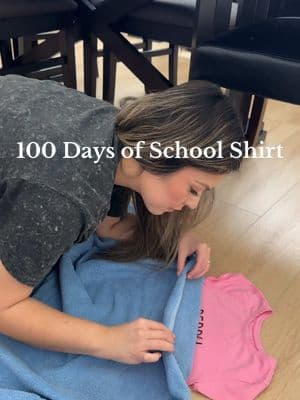 Idk who invented celebrating 100 days of school and making the project involve gluing 100 ITEMS ON A KIDS TSHIRT!?! But my non crafty self came through and made it happen 🫡👏🏻💕 Now, fingers crossed this all dries before tomorrow lol 🫠 #100daysofschool #100daysshirt #100daysofschoolshirt #shirtideas #noncraftymom #momlife #sahmsoftiktok #procastinating 