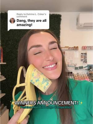 Replying to @Katrina L. Coker CONGRATS to our fabulous winners!! I can’t wait to design with you this year 🥰🎨 #customshoes #shoedesign #bts #convertibleheels #fyp #competition #productdevelopment 