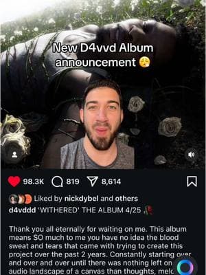 @d4vd announced his new album😮‍💨🔥 #musictok #d4vd #rnbtok #loudmusiconly #newmusic #newalbum #musicreview #sza 