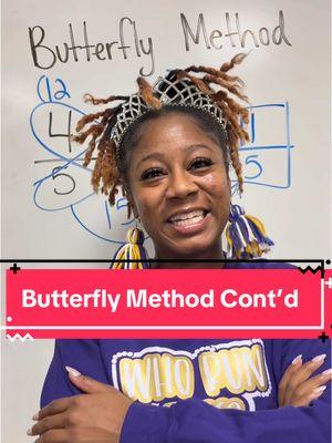 Who can find my mistake!? Blame it on my excitement 😂Butterfly method pt 2 with Ms. Moore #fractions #butterfly #butterflymethod #adding #addingfractions #subtraction #math #fypシ #teachersoftiktok #mathhelp #mathtrick #100kfollowers #100k 