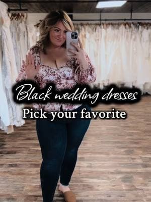 Which one do you like best? 🖤 #blackweddingdress #weddingdresses #blackdresses #weddingtiktok #engaged #weddingdressesinblack #coloredweddingdress #uniqueweddingideas #uniqueweddingdress #weddingvenue #bridetobe #engagement 