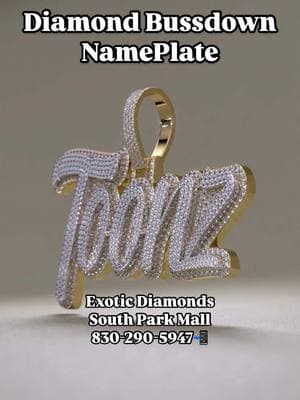 Fully Bussdown Diamond Nameplate 💎🔥 Custom-made to perfection with maximum shine and top-quality diamonds! Nothing makes a statement like a one-of-a-kind, Iced-Out nameplate. 💰 Best prices, top-tier craftsmanship, and fast service! Ready to create yours? Visit Exotic Diamonds at South Park Mall or call 830-290-5947 to start your custom order today! 📲 #ExoticDiamonds #IcedOut #CustomJewelry #Bussdown #DiamondDrip #LuxuryJewelry #SouthParkMall #SanAntonioJewelry #BlingBling #BustDown #ShineBright #VVS #JewelryFlex #CustomNameplate #HipHopJewelry #GoldAndDiamonds #JewelryGame #StatementPiece #LuxuryLifestyle #MensJewelry #WomensJewelry #DiamondLife #JewelryAddict #DripCheck #JewelryDesigner #ExclusiveJewelry #HighQualityJewelry #shopnow 