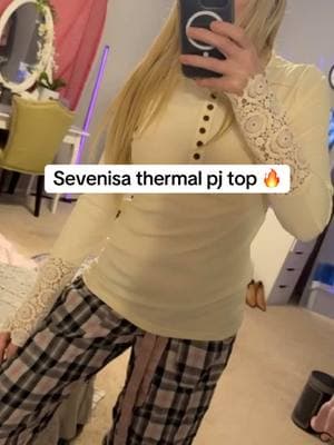 Sevenisa thermal pj top ❤️ #sevenisa #pjtop #pjs #tiktokshoploveatfirstfinds #womenspjs 