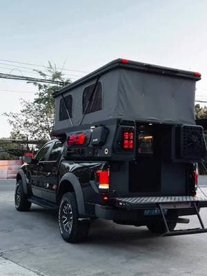 Pickup Backpack off-road RV#RV # #crosscountryRV #Rvtour #RVathome #rvcamping #AdjustableroofRV #heavytruckRV #offroadrv          https://www.otrcampertrailer.com/factory/black-stone-series