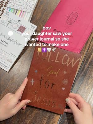 her very own personal prayer Bible study journal 🥲😍  She just used whatever we had and it came out so cute! 🤎  #prayerjournal #prayerjournaling #diycraftideas #christiancrafts #churchgirl #biblestudy #biblestudynotes #christiangirl #christianmom #christianmomsoftiktok #christianmama #christiankids #biblestudyinspiration 