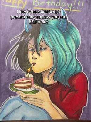 I had to block the person this is for because my impatient ass physically cannot wait  #art #birthday #oc #originalcharacter #happybirthday #birthdaypresent #present #artistgift #fyp #foryou #cake #project #abracadabra #ladygaga