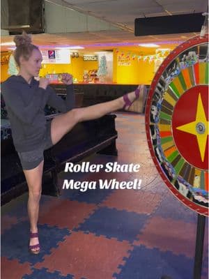 Roller Skate Mega Wheel! #fyp #foryou #rollerskating #highheels #crocs #skatelife #rollerskates #family #rollerrink #goodvibes #rentals #toddler #mom #viralvideo #roller #boots #blonde #heels #mama 