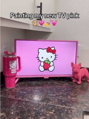 Here's how I painted my TV pink 💗🙊🎀  I did two coats of paint i got from dollar tree!   *make sure to wait for the paint to dry in between coats My inner child is VERY happy with my new pink TV😭💗 #fresa #pink #tv #hellokitty #frenchie #decor #DIY #pinkkitchen #pinkkitchenstuff #pinkdecor #pinkaesthetic #pinktok #pink2020 #hellokittylover #hellokittyandfriends #hellokittycheck #hellokittyfinds #hellokitty #tjmaxx #marshalls #costco #fyp #foryou #parati #netflix #youtube #roku #rokutv #painting #paint #bestfriend #beauty 