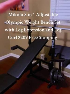 Mikolo 8 in 1 Adjustable Olympic Weight Bench Set with Leg Extension and Leg Curl $209 Free Shipping #Mikolo #OlympicWeightBenchSet #WeightBenchSet #benchpressset #TikTokShop #fyp #shopping #homgym #gym 