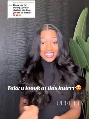 Take a look at this hairrrr😍@esther.norvil 💇🏽‍♀️ 100% Human Hair, super soft and silky & GLUELESS. 𝐇𝐚𝐢𝐫: Glueless butterfly layered loose wave 6x5 hd lace wig 22''  🎁Extra 22% off, code: 𝐓𝐊𝟐𝟐 🔗𝗖𝗵𝗲𝗰𝗸 𝘁𝗵𝗲 𝗯𝗶𝗼 𝗹𝗶𝗻𝗸 𝗼𝗿 𝗖𝗼𝗺𝗺𝗲𝗻𝘁 “𝗹𝗶𝗻𝗸” #uprettyhairofficial #gluelesswig #blackgirlluxury #blackgirlhairstyles #bodywavewig #loosewavehair #wigtok #hdlacewig #explorepage #fyp